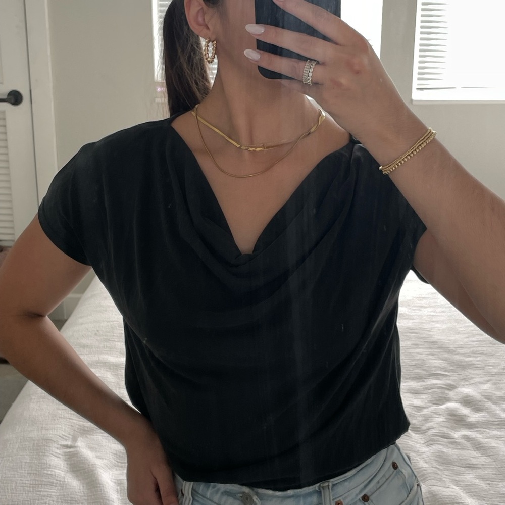 Gray Cowl Neck Top - Banana Republic